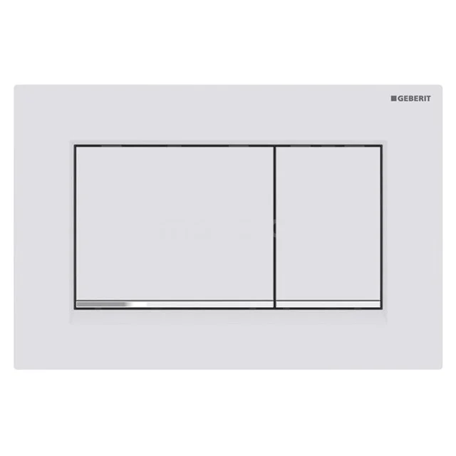 Geberit Bedienfeld WC | Sigma 30 Matt Weiß 911013736 Minimalistisches weißes WC-Bedienfeld von Geberit, rechteckiges Design, perfekt für jedes moderne Badezimmer.