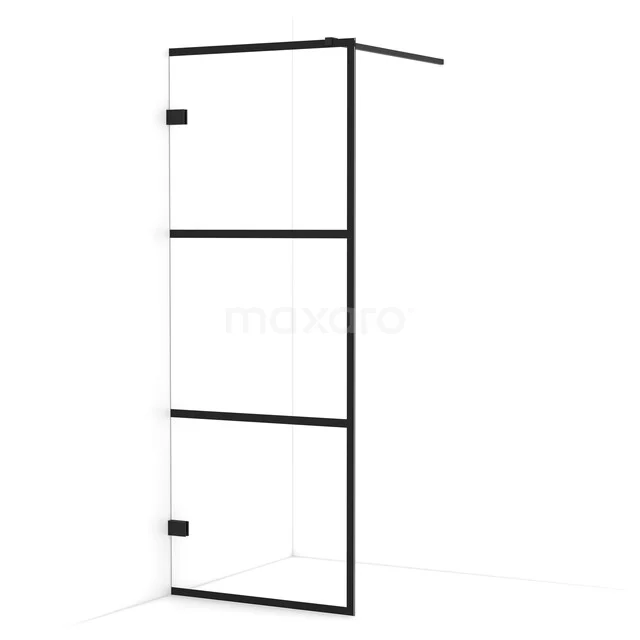 Diamond begehbare Dusche | 80 cm Matt Schwarz  Feste Wand IDA08128MB