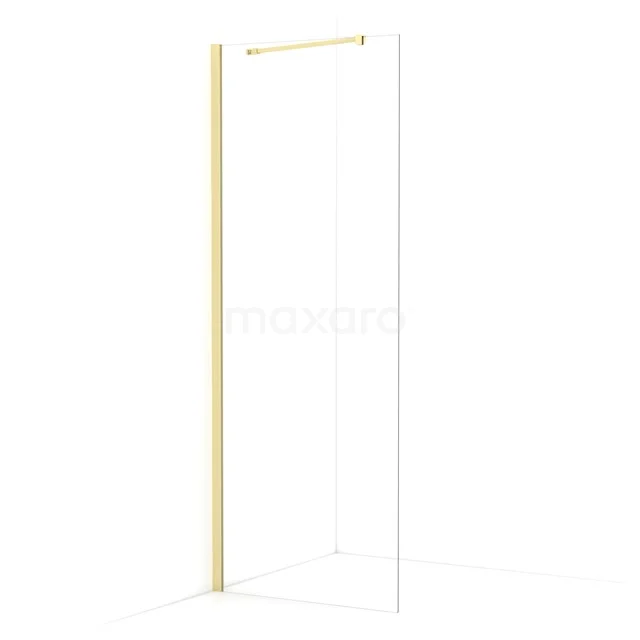 Diamond Walk-in shower | 80 cm Light gold Clear glass Fixed wall IDA08210LG