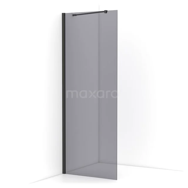 Diamond Walk-in shower | 80 cm Black chrome Smoke glass Fixed wall IDA08211BCN