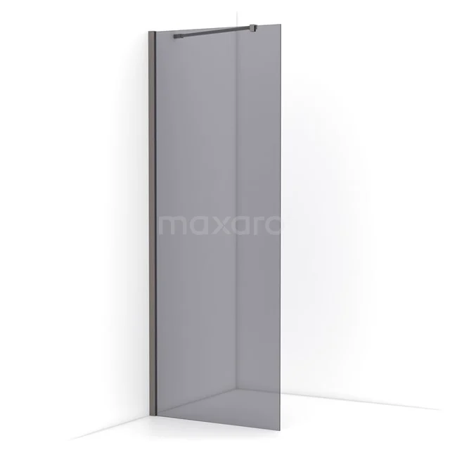 Diamond Walk-in shower | 80 cm Black metal Smoke glass Fixed wall IDA08211ZMN