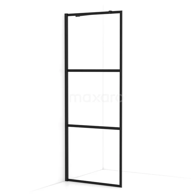 Diamond Inloopdouche | 80 cm Mat zwart Helder met 4 zwarte strepen Vaste wand IDA08218MB