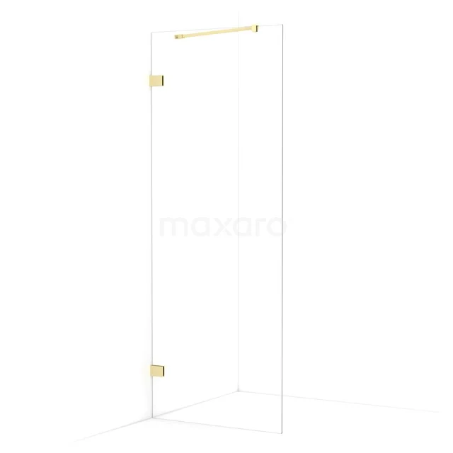 Diamond Walk-in shower | 80 cm Light gold Clear glass Fixed wall IDA08220LG