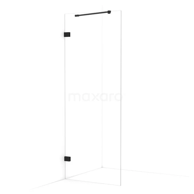 Diamond Inloopdouche | 80 cm Mat zwart Helder glas Vaste wand IDA08220MB