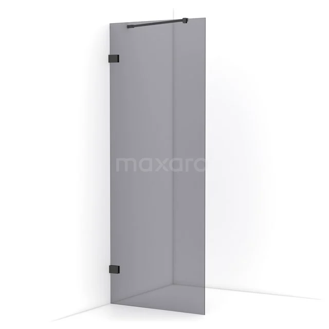 Diamond Walk-in shower | 80 cm Black chrome Smoke glass Fixed wall IDA08221BC