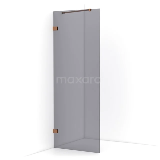 Diamond Walk-in shower | 80 cm Copper Smoke glass Fixed wall IDA08221KP