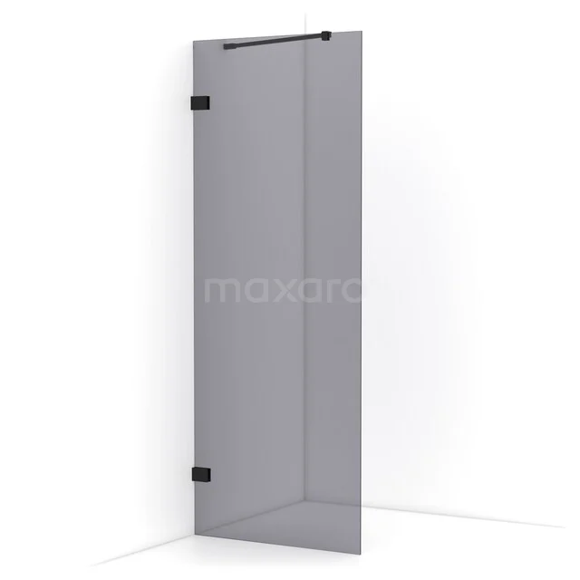 Begehbare Dusche Diamant 80cm Rauchglas Sicherheitsglas Matt Schwarz IDA08221MB