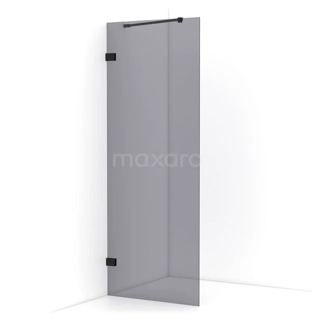 Diamond Walk-in shower | 80 cm Matte black Smoke glass Fixed wall IDA08221MB