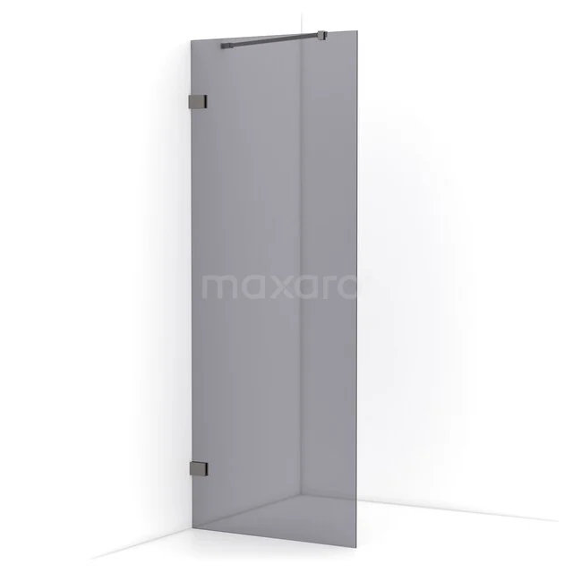 Begehbare Dusche Diamant 80cm Rauchglas Sicherheitsglas Schwarzes Metall IDA08221ZM