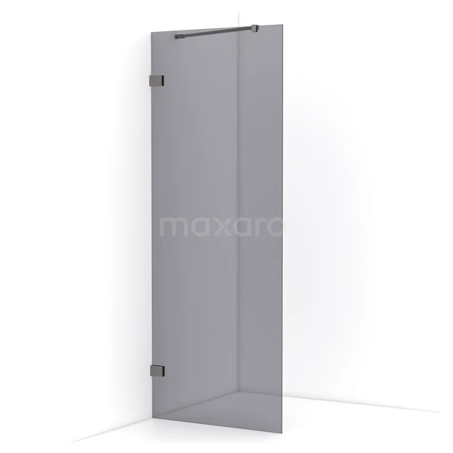 Diamond Walk-in shower | 80 cm Black metal Smoke glass Fixed wall IDA08221ZM