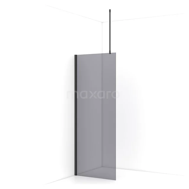 Diamond Walk-in shower | 80 cm Black chrome Smoke glass Fixed wall IDA08711BCN