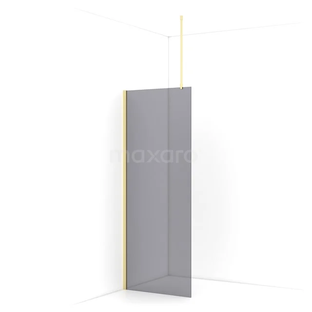 Diamond Walk-in shower | 80 cm Light gold Smoke glass Fixed wall IDA08711LG