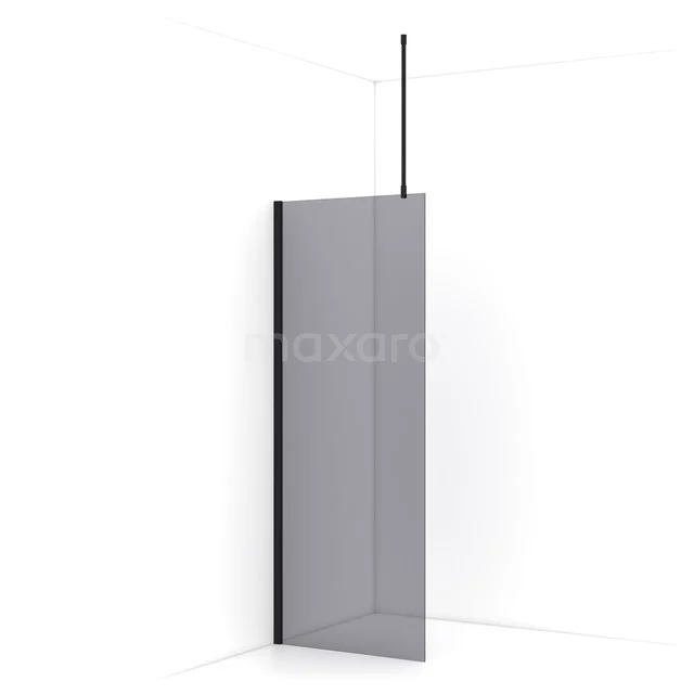 Diamond Walk-in shower | 80 cm Matte black Smoke glass Fixed wall IDA08711MB