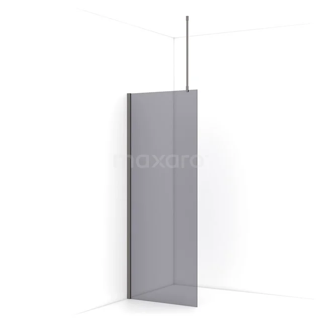 Diamond Walk-in shower | 80 cm Black metal Smoke glass Fixed wall IDA08711ZMN