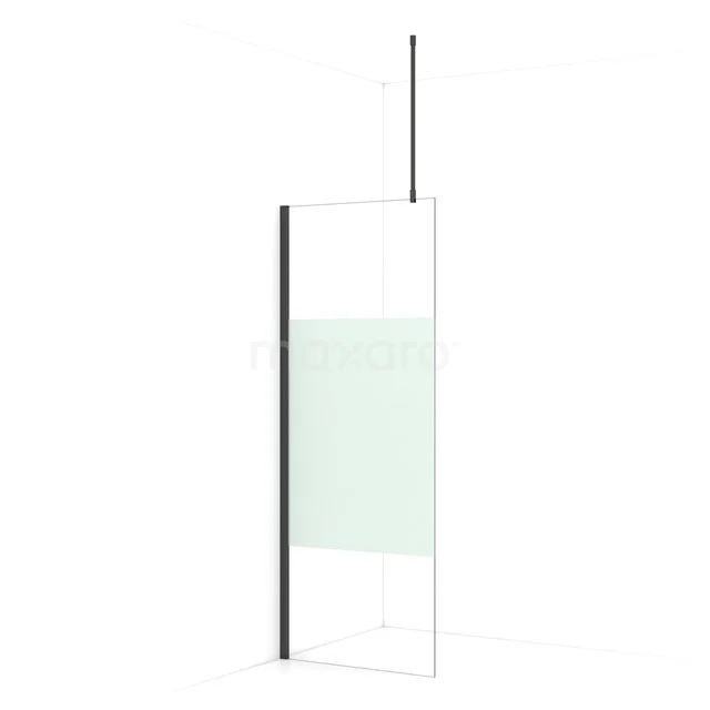 Diamond Walk-in shower | 80 cm Black chrome Clear with matt strip Fixed wall IDA08713BCN