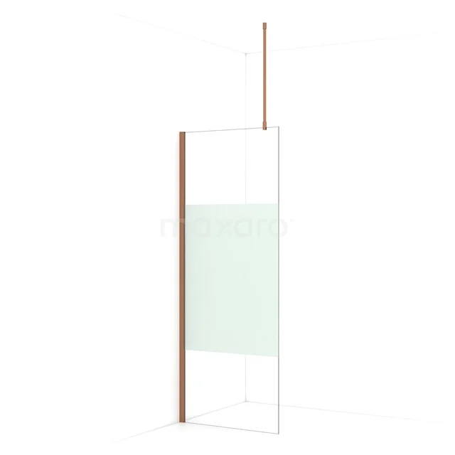 Diamond Walk-in shower | 80 cm Copper Clear with matt strip Fixed wall IDA08713KP
