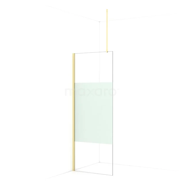 Diamond Walk-in shower | 80 cm Light gold Clear with matt strip Fixed wall IDA08713LG