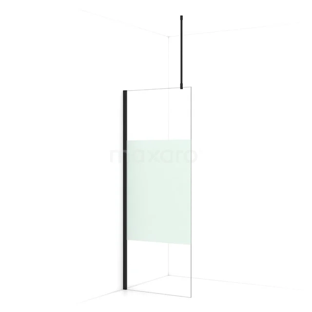 Diamond Walk-in shower | 80 cm Matte black Clear with matt strip Fixed wall IDA08713MB