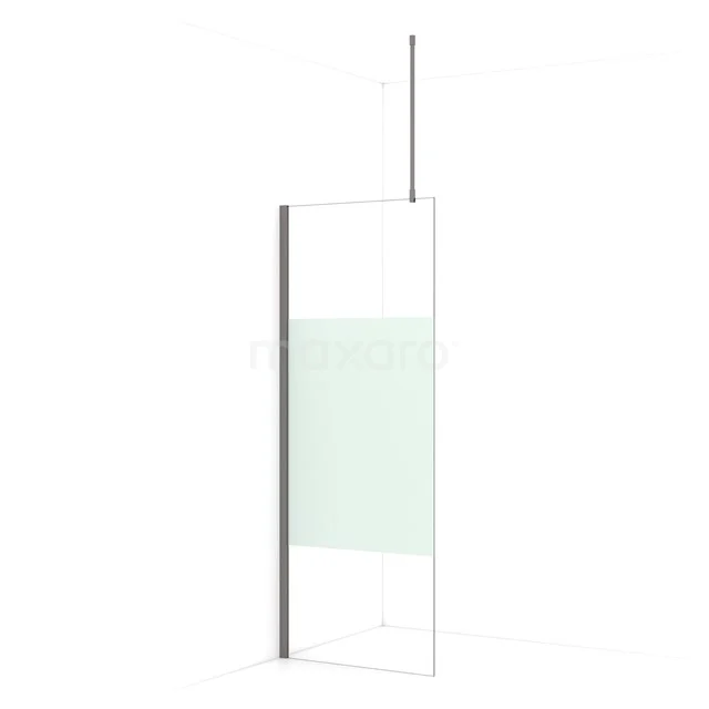 Diamond Walk-in shower | 80 cm Black metal Clear with matt strip Fixed wall IDA08713ZMN