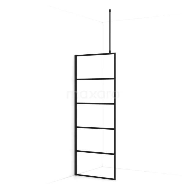 Diamond Walk-in shower | 80 cm Matte black Clear with 6 black stripes Fixed wall IDA08715MB