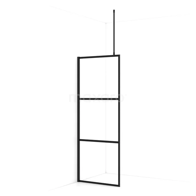 Diamond Walk-in shower | 80 cm Matte black Clear with 4 black stripes Fixed wall IDA08718MB