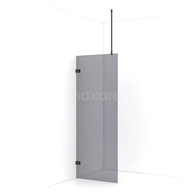 Diamond Walk-in shower | 80 cm Black chrome Smoke glass Fixed wall IDA08721BC