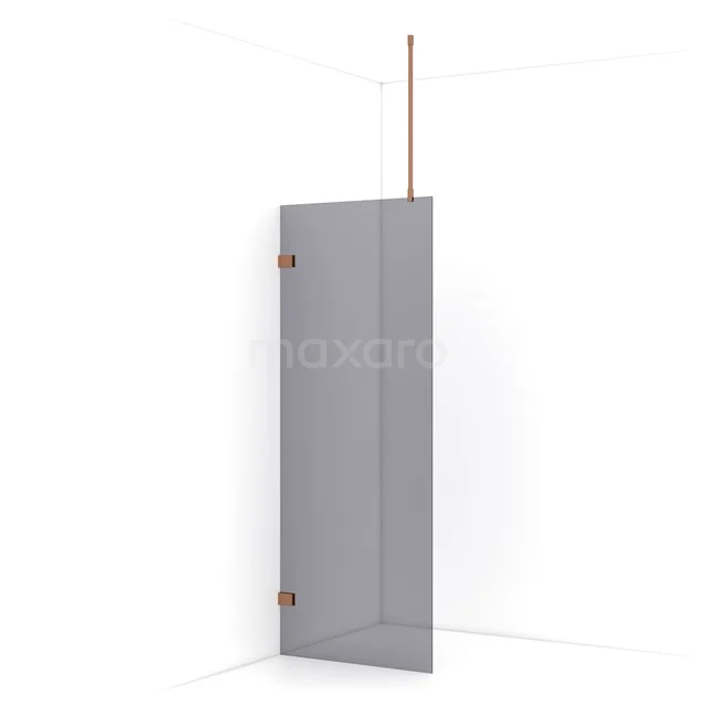 Diamond Walk-in shower | 80 cm Copper Smoke glass Fixed wall IDA08721KP