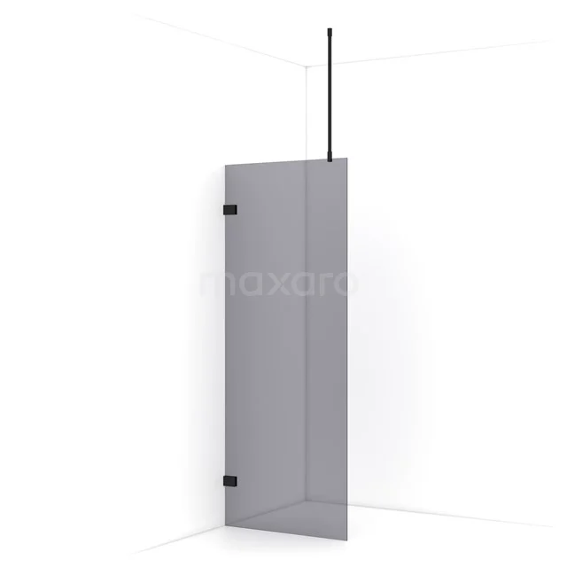 Diamond Walk-in shower | 80 cm Matte black Smoke glass Fixed wall IDA08721MB