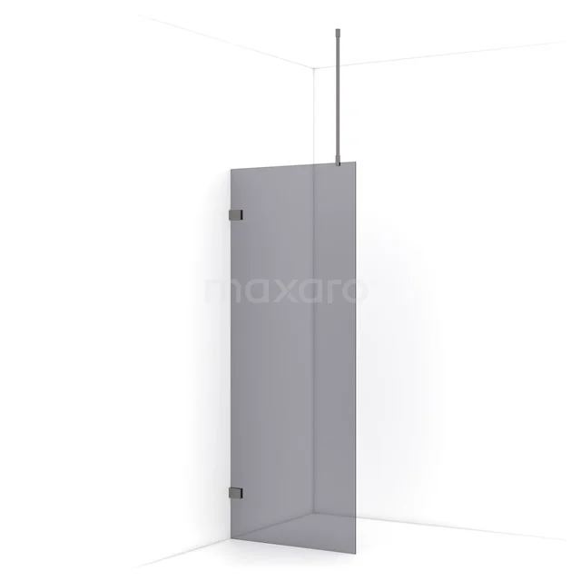 Diamond Walk-in shower | 80 cm Black metal Smoke glass Fixed wall IDA08721ZM
