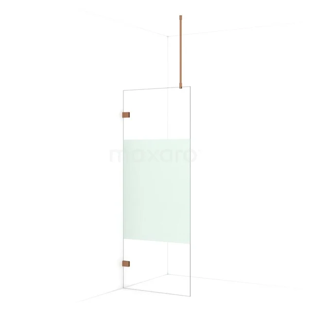 Begehbare Dusche Diamond 80cm aus klarem Sicherheitsglas mit mattem Streifen aus Kupfer IDA08723KP