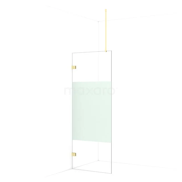 Diamond Walk-in shower | 80 cm Light gold Clear with matt strip Fixed wall IDA08723LG