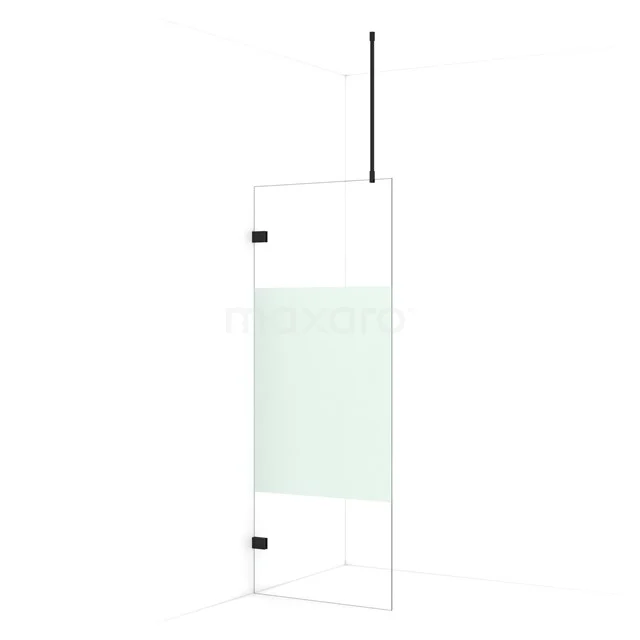 Diamond Walk-in shower | 80 cm Matte black Clear with matt strip Fixed wall IDA08723MB