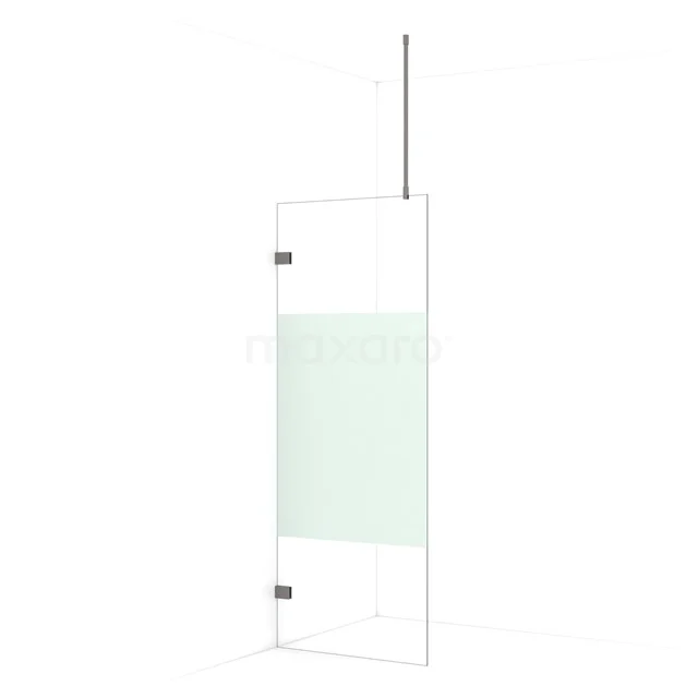 Diamond Walk-in shower | 80 cm Black metal Clear with matt strip Fixed wall IDA08723ZM
