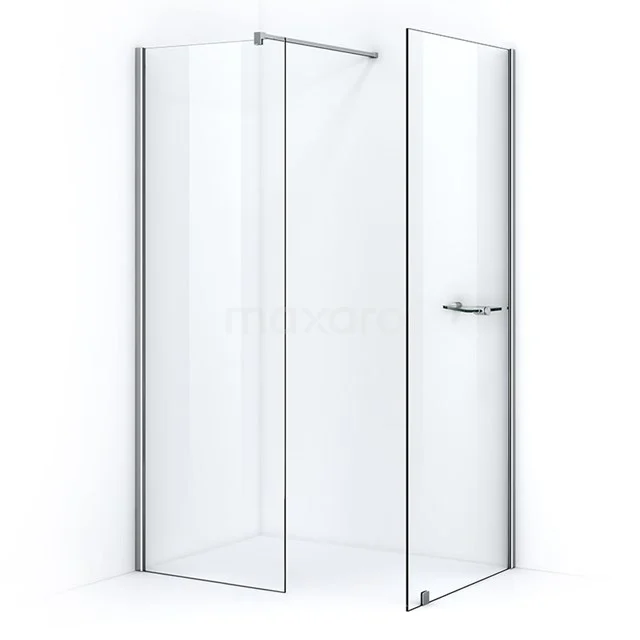 Walk-in shower 90x80cm Safety glass 8mm Chrome IPB0809800C Corner shower cabin with clear glass, aluminium profiles and pivot door; stylish design for modern bathrooms.