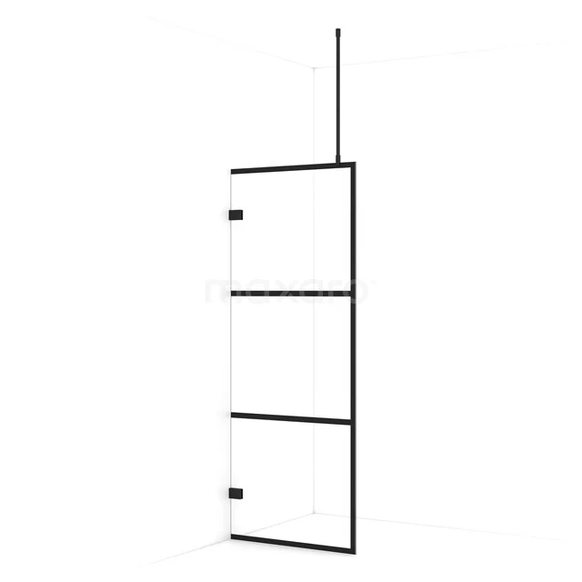 Diamond begehbare Dusche | 80 cm Matt Schwarz  Feste Wand IDA08728MB