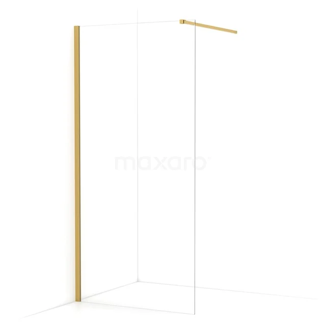 Diamond Walk-in shower | 100 cm Gold Clear glass Fixed wall IDA10110GGN