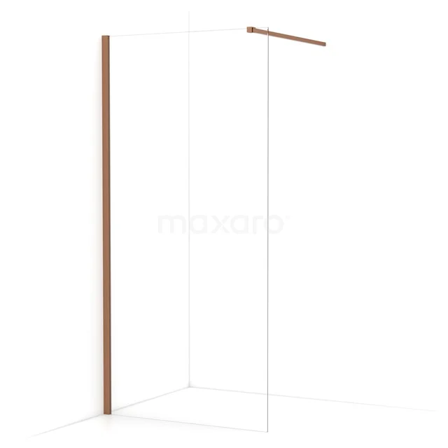 Diamond Walk-in shower | 90 cm Copper Clear glass Fixed wall IDA09110KP