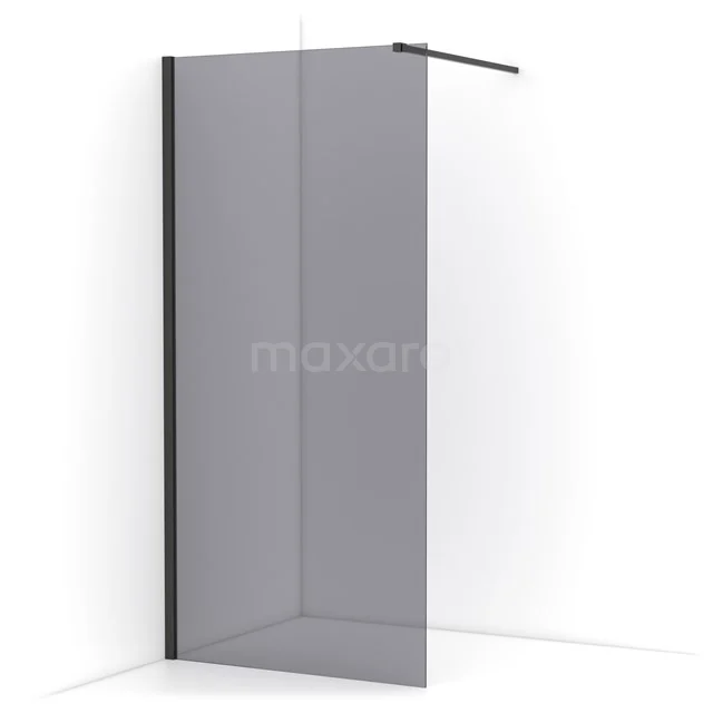 Diamond Walk-in shower | 100 cm Black chrome Smoke glass Fixed wall IDA10111BCN