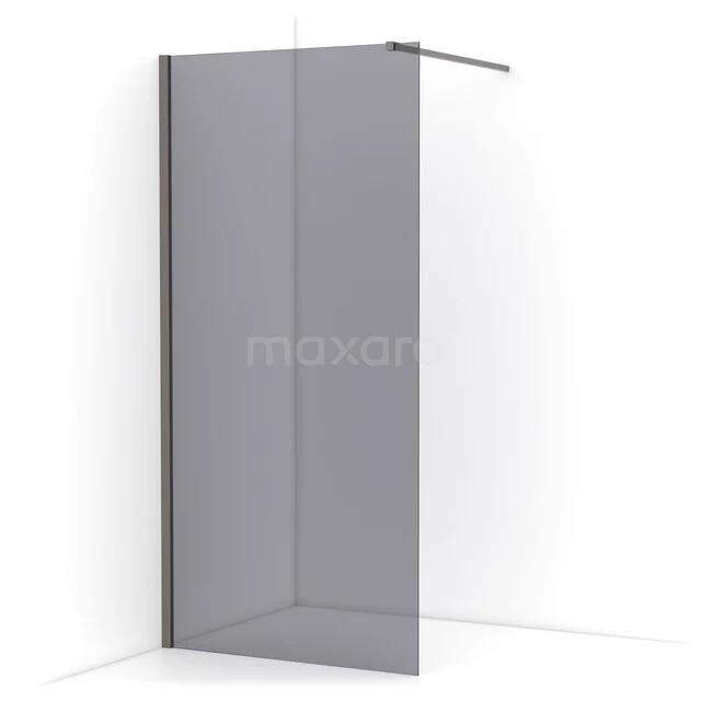 Diamond begehbare Dusche | 100 cm Schwarzes Metall  Feste Wand IDA10111ZMN