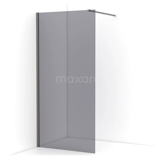 Diamond Walk-in shower | 90 cm Black metal Smoke glass Fixed wall IDA09111ZMN