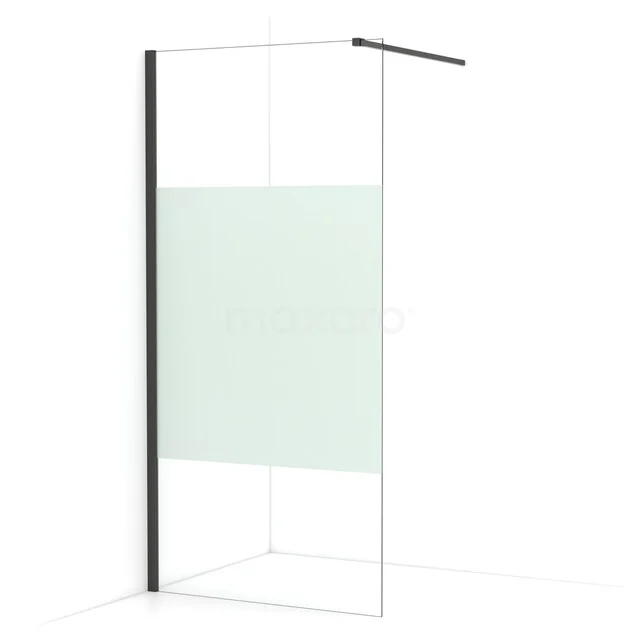 Diamond begehbare Dusche | 90 cm Schwarzchrom  Feste Wand IDA09113BCN