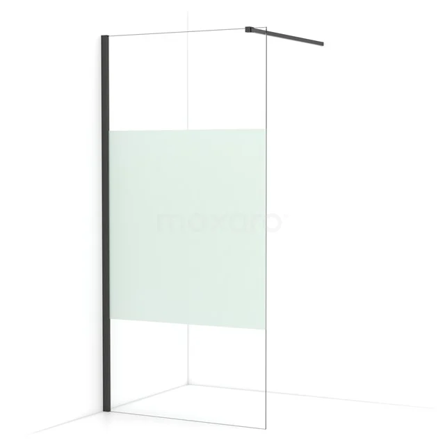 Diamond Walk-in shower | 90 cm Black chrome Clear with matt strip Fixed wall IDA09113BCN