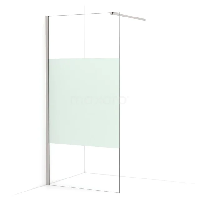 Diamond Walk-in shower | 100 cm Stainless steel Clear with matt strip Fixed wall IDA10113BR