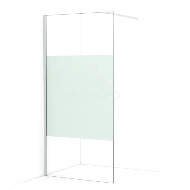 Diamond Walk-in shower | 90 cm Chrome Clear with matt strip Fixed wall IDA09113C