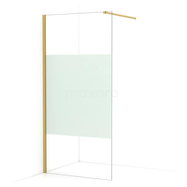 Diamond Walk-in shower | 90 cm Gold Clear with matt strip Fixed wall IDA09113GGN
