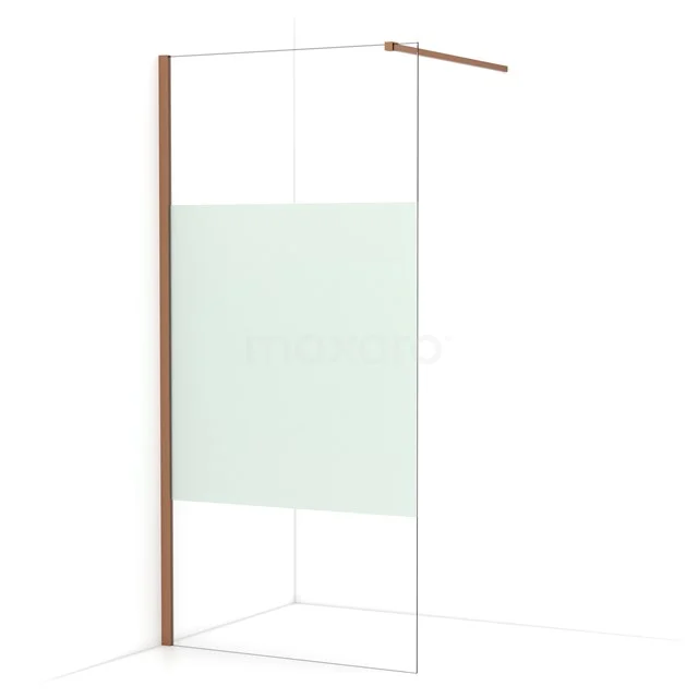 Diamond Walk-in shower | 90 cm Copper Clear with matt strip Fixed wall IDA09113KP