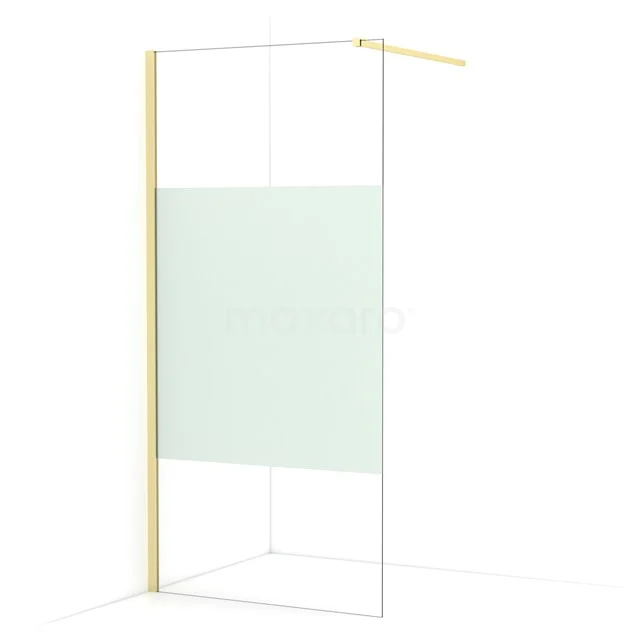 Diamond Walk-in shower | 90 cm Light gold Clear with matt strip Fixed wall IDA09113LG
