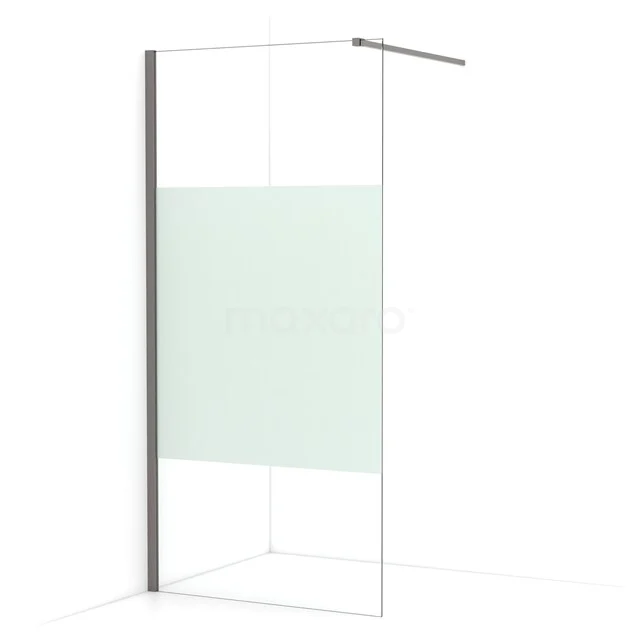 Diamond begehbare Dusche | 90 cm Schwarzes Metall  Feste Wand IDA09113ZMN