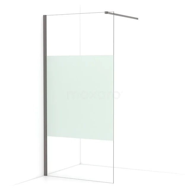 Diamond Walk-in shower | 90 cm Black metal Clear with matt strip Fixed wall IDA09113ZMN