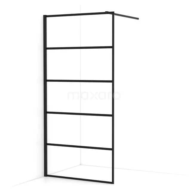 Diamond begehbare Dusche | 90 cm Matt Schwarz  Feste Wand IDA09115MB